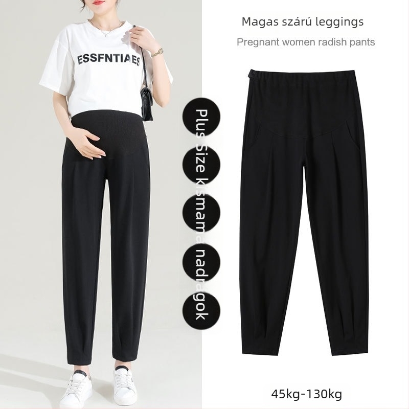 Kismama nadrágok, tavasz–ősz, harém-stílus, 9/10 hossz, hasi támogatás, nylon