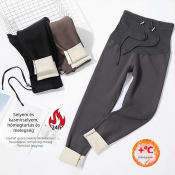 Anyás téli plüss belsővel ellátott várandóssági leggings, magas derékkal és huroggal, varrat nélküli, szoros illeszkedésű joganadrág kismamáknak; Shark Skin anyag nylon-spandexből; vastag és meleg; magas rugalmasság