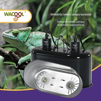 Wacool Hüllő UVB/UVA Naplámpa Két Árnyékolóval, Kerámiás Melegítés, 150W, 0,88 kg