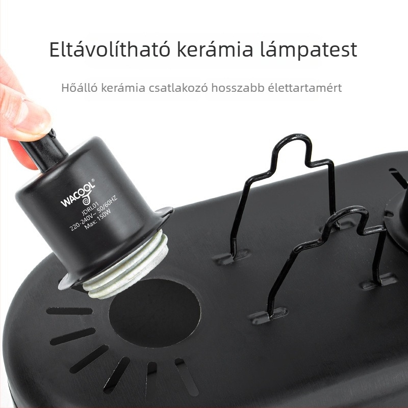 Wacool Hüllő UVB/UVA Naplámpa Két Árnyékolóval, Kerámiás Melegítés, 150W, 0,88 kg