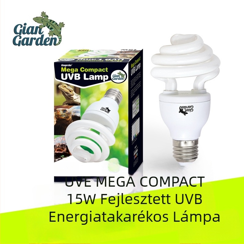 Giangarden Hüllők UVB/UVA Energiamegő Lámpa — teknősök és gyíkok számára, 15W, üveg-plasztik, növeli a kalciumfelszívódást, hatótávolság >60 cm
