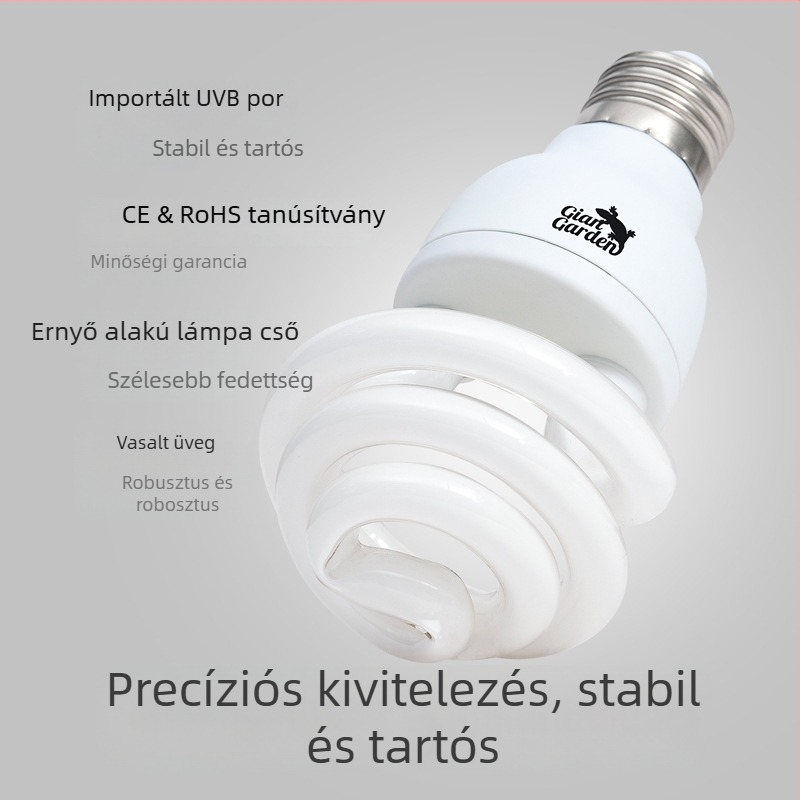 Giangarden Hüllők UVB/UVA Energiamegő Lámpa — teknősök és gyíkok számára, 15W, üveg-plasztik, növeli a kalciumfelszívódást, hatótávolság >60 cm