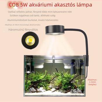 COB akváriumi klipe LED lámpa háromszínű dimmeléssel, teljes spektrum, alumínium ötvözet, 5W