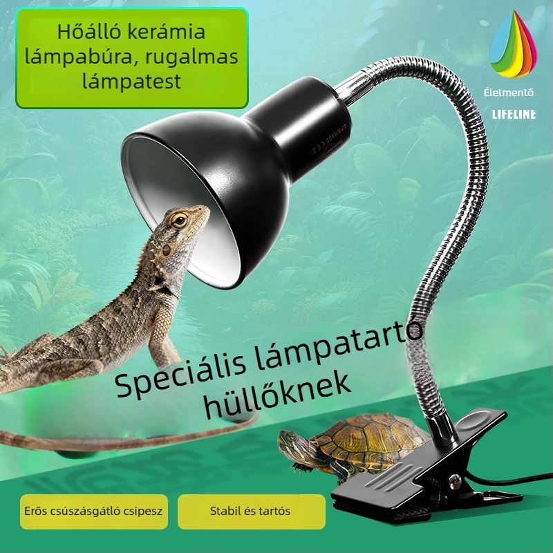 Szívócsés lámpatartó üveg terráriumhoz hüllőknek – teljes spektrumú UV-lámpa (UVA/UVB), nappali és éjszakai világítás