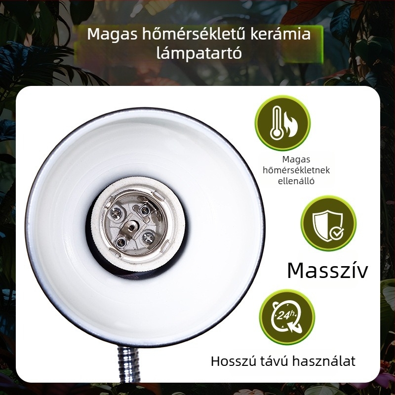 Szívócsés lámpatartó üveg terráriumhoz hüllőknek – teljes spektrumú UV-lámpa (UVA/UVB), nappali és éjszakai világítás