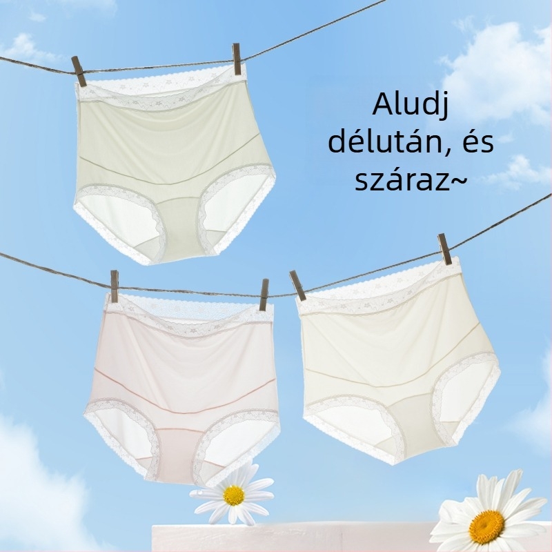Anyasági bugyi magas derékkal és pocaktámasz, Ice Silk anyag (nylon + spandex), pamut bélés, bordázott kötés