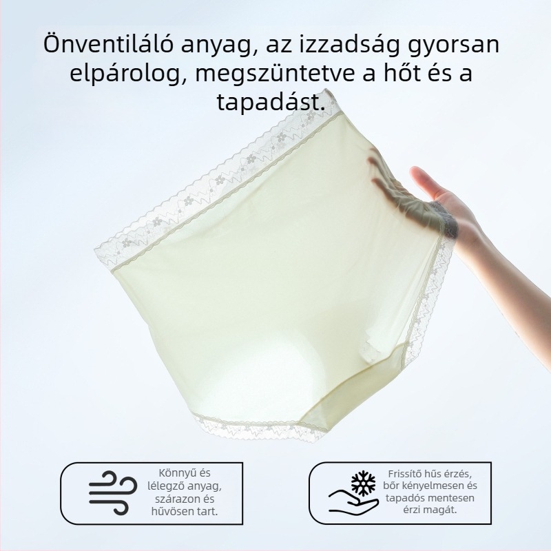Anyasági bugyi magas derékkal és pocaktámasz, Ice Silk anyag (nylon + spandex), pamut bélés, bordázott kötés