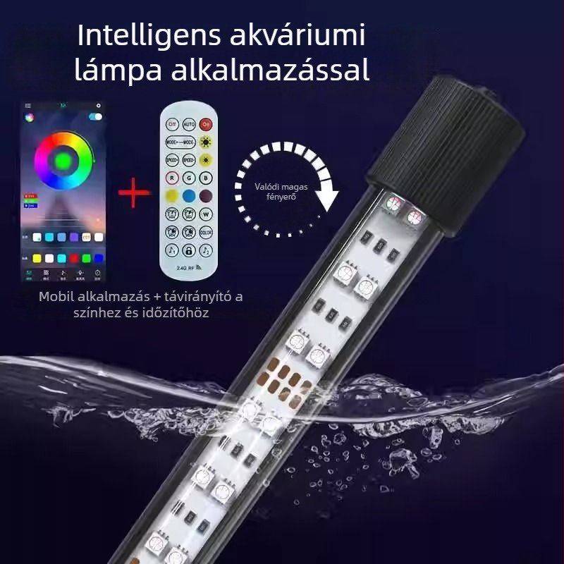 Okos LED világítás akváriumhoz, vízálló és alámerülő, app-vezérlés, teljes spektrum