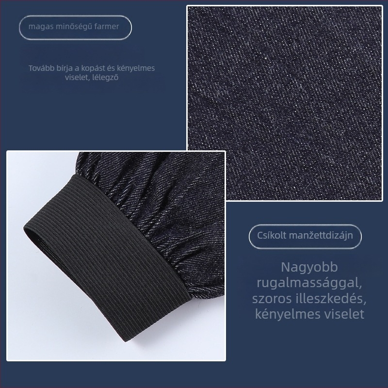 Gyári gyártásra tervezett denim ujjvédők – kopásálló, szennyeződés elleni védelem, modern egyszerű stílus