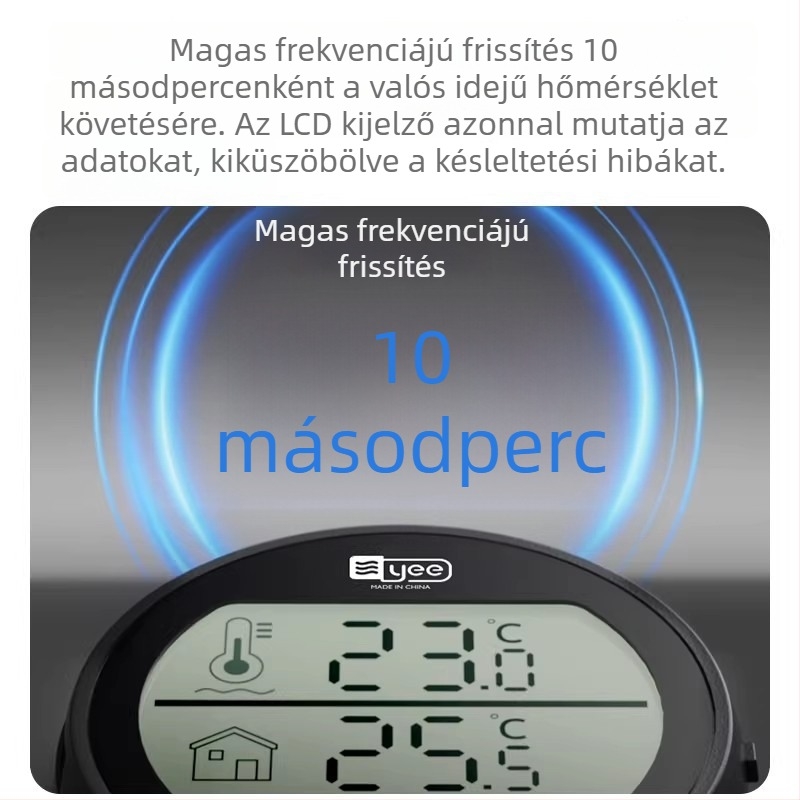 Akváriumi hőmérő: kiváló precizitású elektronikus hőmérséklet-érzékelő, külső ragasztó szenzor (ABS, modell C1-1131, hőmérséklet-mérés)