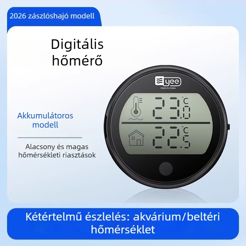 Akváriumi hőmérő: kiváló precizitású elektronikus hőmérséklet-érzékelő, külső ragasztó szenzor (ABS, modell C1-1131, hőmérséklet-mérés)