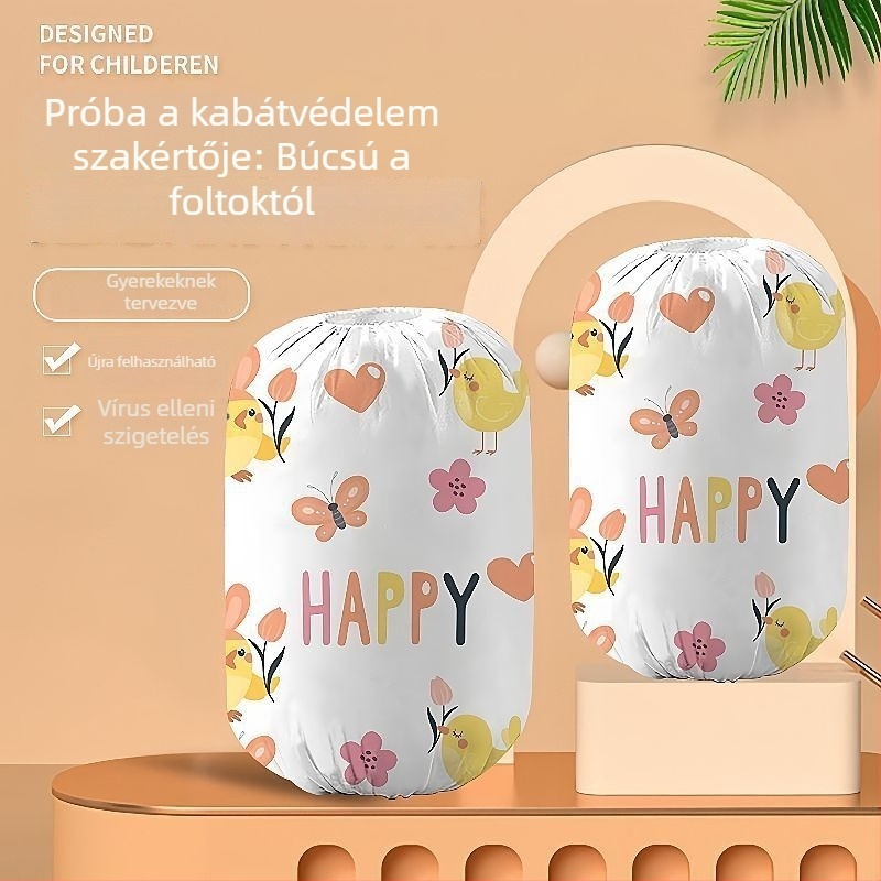 Gyerekeknek készült egyszer használatos ujjjvédők – uniszex, foltálló, karikatúra stílus – 2025 őszön debütál