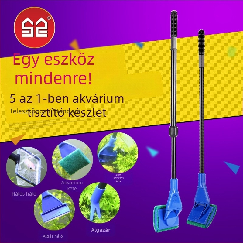 Akvarisztikus tisztító - Többfunkciós akváriumi ecset homok- és algatisztítóval és klipsz a vízi növényekhez (Műanyag • Sunsun/Sensen • Zhejiang • 0.5)