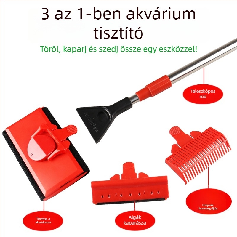 Akvarisztikus tisztító - Többfunkciós akváriumi ecset homok- és algatisztítóval és klipsz a vízi növényekhez (Műanyag • Sunsun/Sensen • Zhejiang • 0.5)