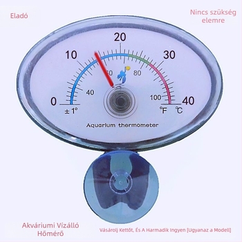Akvaris hőmérő - nagy pontosságú, mini merülő, vízálló, rögzítés szívókoronggal és ragasztóval