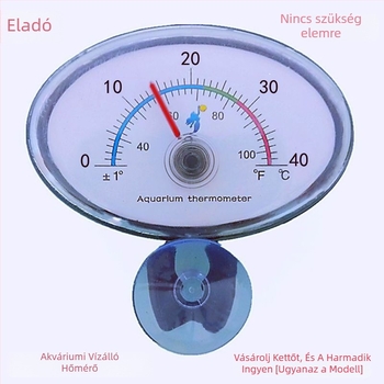 Akvaris hőmérő - nagy pontosságú, mini merülő, vízálló, rögzítés szívókoronggal és ragasztóval