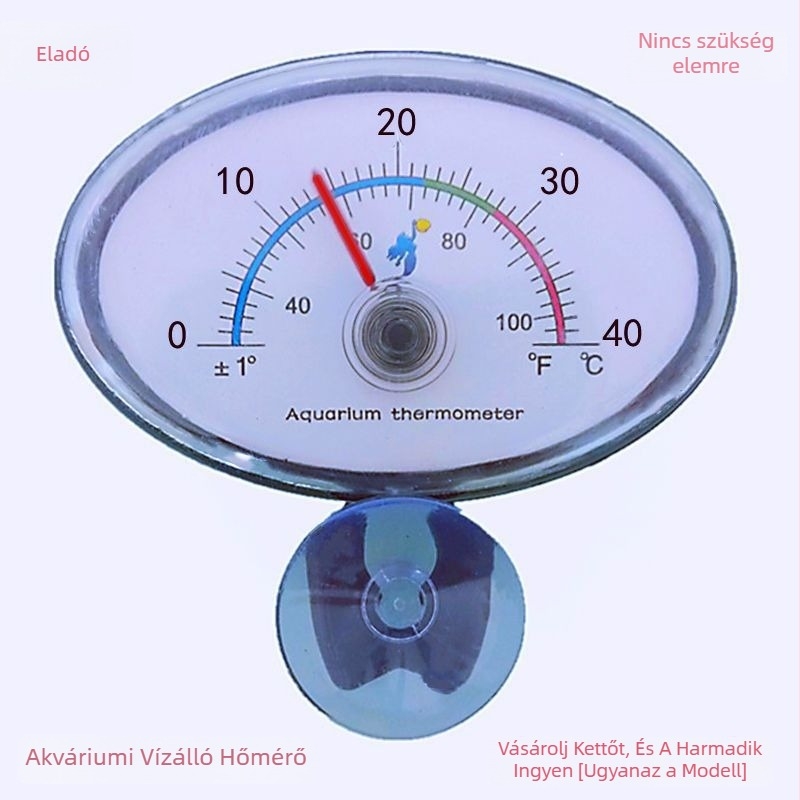 Akvaris hőmérő - nagy pontosságú, mini merülő, vízálló, rögzítés szívókoronggal és ragasztóval