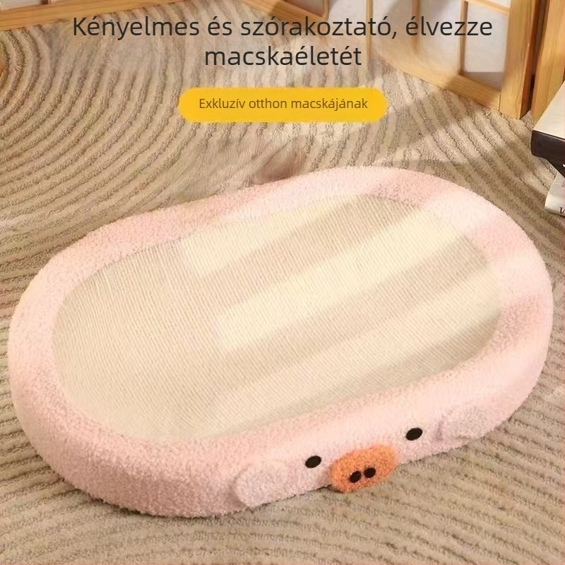 Nagy méretű macskakarcoló deszka beépített macskaházzal, kopásálló kender felülettel