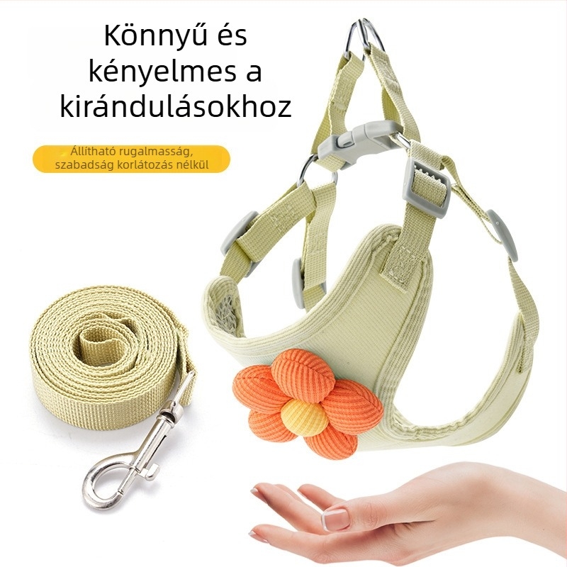 Reflektív mellény-stílusú kutyahám pórázzal, kicsi és közepes méretű kutyáknak
