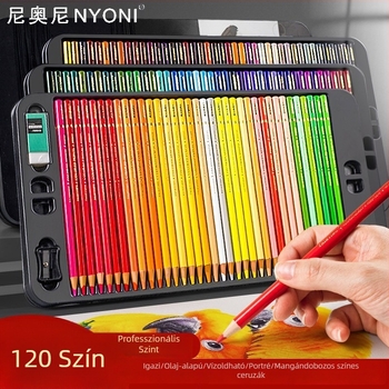 Neoni olaj alapú ceruza készlet, fém burkolat, HB grafitmag, alapcsomagolás, rajzhoz és festéshez