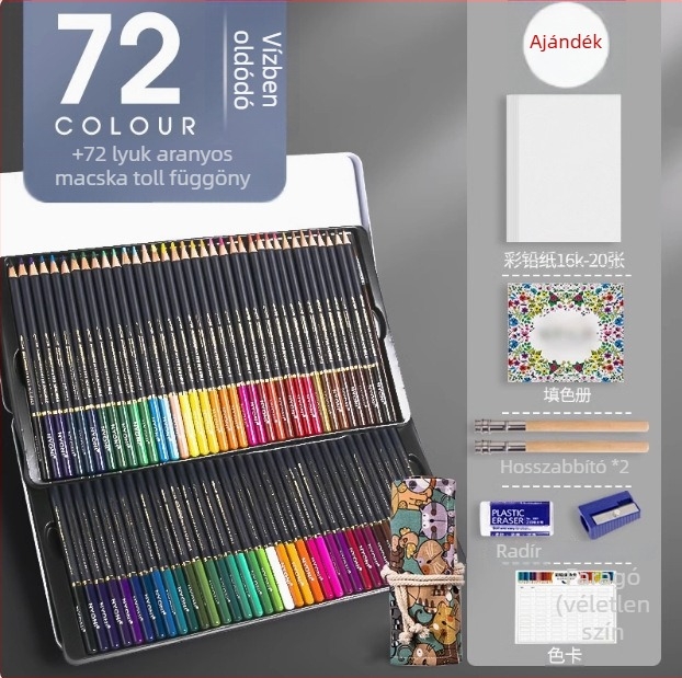 Neoni olaj alapú ceruza készlet, fém burkolat, HB grafitmag, alapcsomagolás, rajzhoz és festéshez