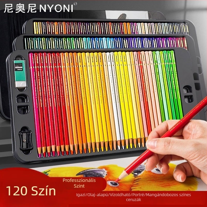 Neoni olaj alapú ceruza készlet, fém burkolat, HB grafitmag, alapcsomagolás, rajzhoz és festéshez