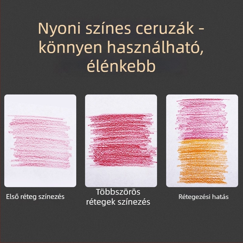 Neoni olaj alapú ceruza készlet, fém burkolat, HB grafitmag, alapcsomagolás, rajzhoz és festéshez