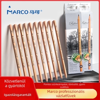 Marco 7001 professzionális művészeti ceruzakészlet — fa alapú 2B és HB grafit ceruzák, szénceruzák, 12 darab/doboz, 240 doboz kartononként