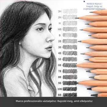 Marco 7001 professzionális művészeti ceruzakészlet — fa alapú 2B és HB grafit ceruzák, szénceruzák, 12 darab/doboz, 240 doboz kartononként