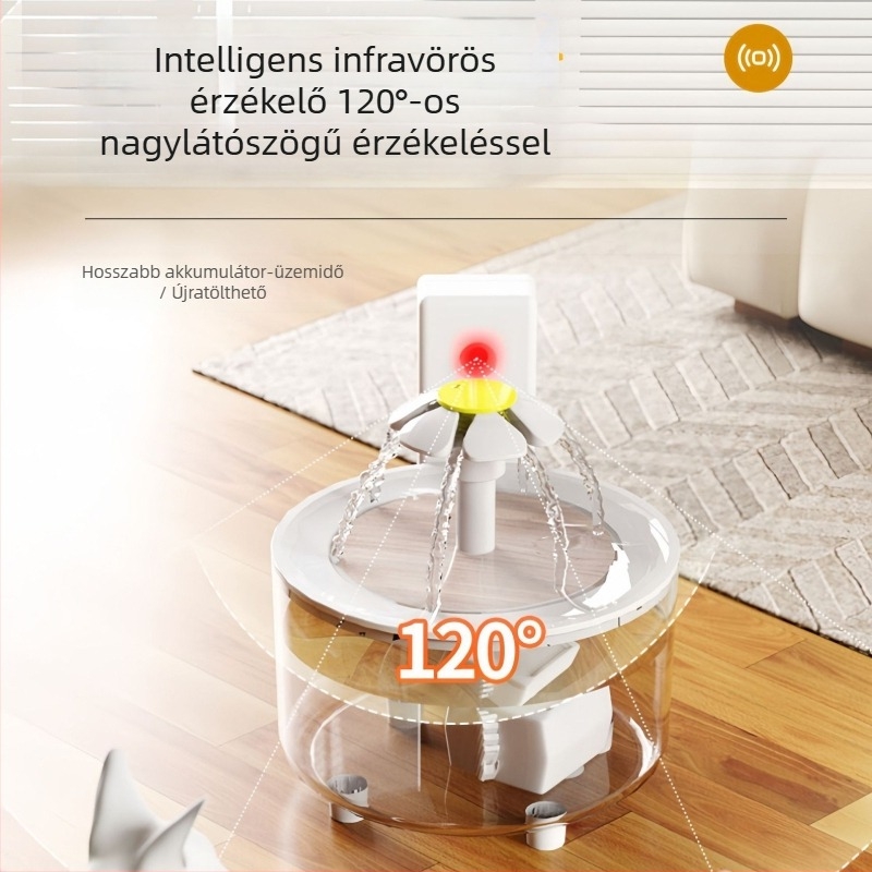 Új termék: Automata vízadagoló háziállatok számára keringő vízzel és szűrővel – macskák és kutyák számára, levehető tartály, 1500/3000 ml kapacitás