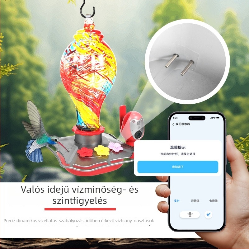 Kültéri automata vízidispenser háziállatoknak kamerával, udvarra és kertbe, intelligens itató