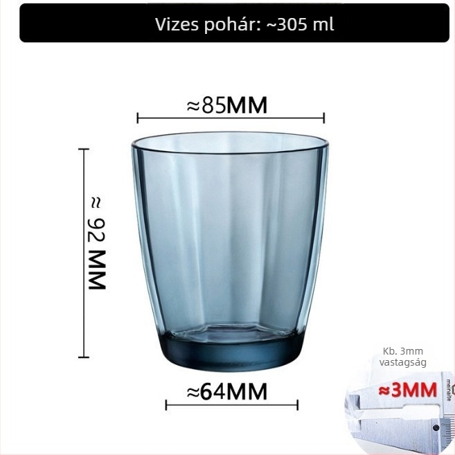Szóda-lime üvegből készült fogkefés és szájöblítő pohár készlet, hengeralakú, egyszínű mintázat, modern minimalist stílus, hat darab