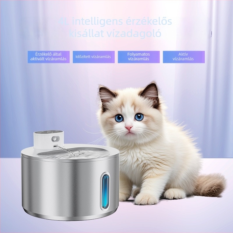 Vezeték nélküli intelligens háziállat-vízforrás nagy kapacitású automatikus keringéssel, macskáknak és kutyáknak