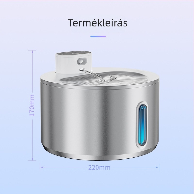 Vezeték nélküli intelligens háziállat-vízforrás nagy kapacitású automatikus keringéssel, macskáknak és kutyáknak
