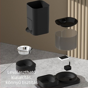 Automata háziállat víz adagoló és etető tál macskáknak és kutyáknak, kétfunkciós etető és itató készülék; Nincs alkalmazás-támogatás; Nem levehető; Nincs kamera