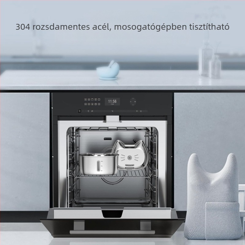 Macska alakú háziállat itató- és vízforrás, csendes működés, modell K15, levehető, kutyák és macskák számára, élelmiszer-minőségű anyag.
