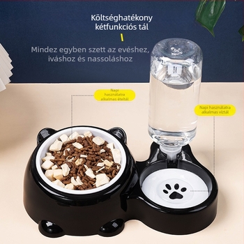 Macska etető- és itató tál automatikus vízpótlással, 2 az 1-ben