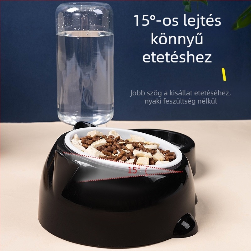 Macska etető- és itató tál automatikus vízpótlással, 2 az 1-ben