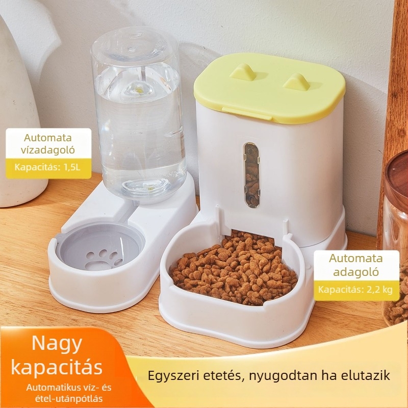 All-in-One állatvíz- és etető adagoló macskák és kutyák számára, áram nélkül (Anyag: Egyéb; Eredet: Egyéb; Automatické etetés: Nincs benne; Kategória: Állateledel-kiegészítők)