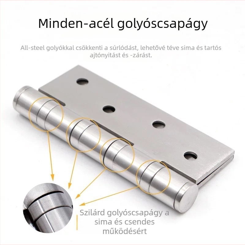 304 rozsdamentes acél összecsukható zsanér faajtókhoz és bútorokhoz, csiszolt felülettel, 3 mm vastagság, modell 3043, halk működés
