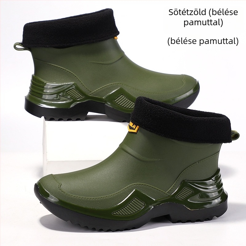 Férfi esőcsizma, vízálló, PU talpbetét, hálós bélés, alacsony szármagasság