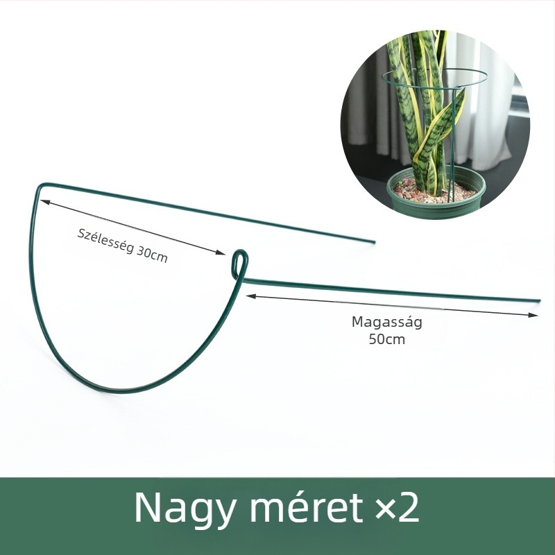 Erkélyre való futónövény-támasztó oszlop, félkörív vas keret Monstera levélvédelmére