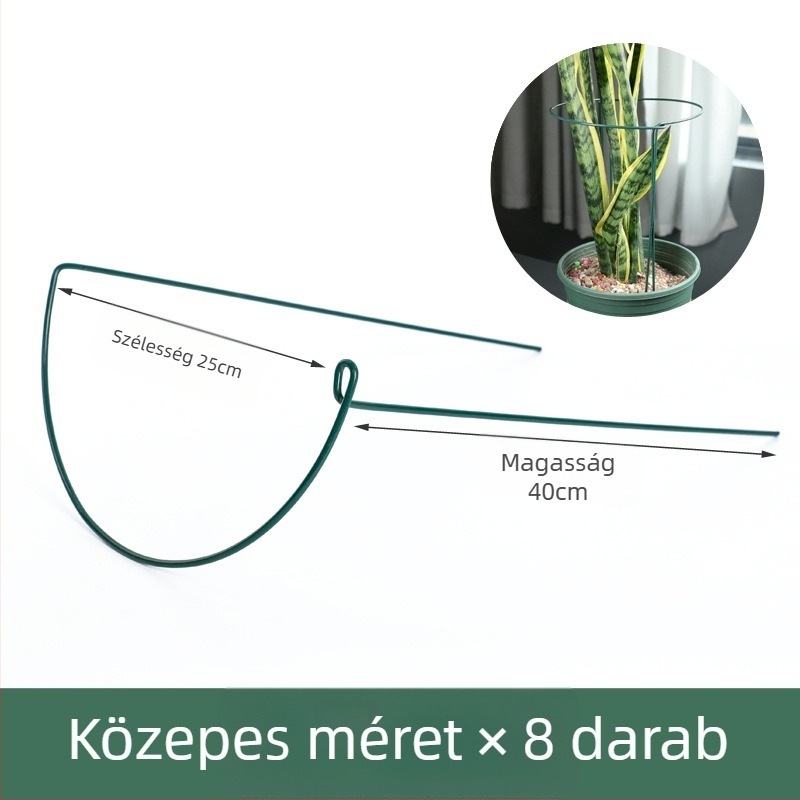 Erkélyre való futónövény-támasztó oszlop, félkörív vas keret Monstera levélvédelmére