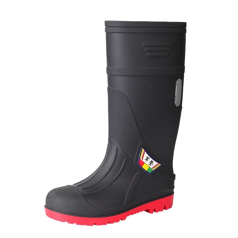 Férfiaknak készült magas szárú PVC esőcsizma műanyag talppal, slip-on