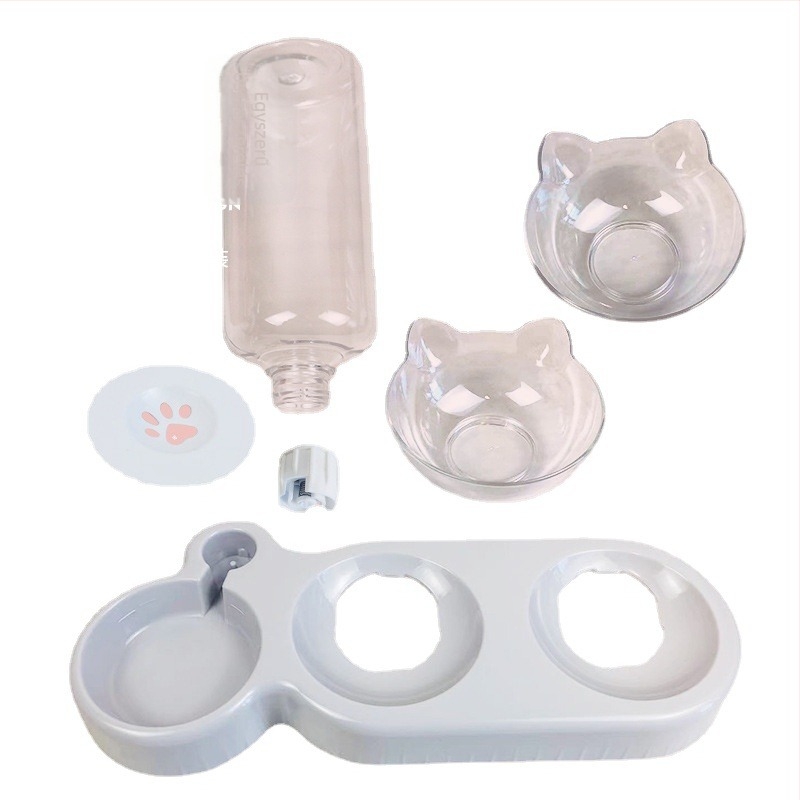 Macska tál kettős edény, automata etető és itató