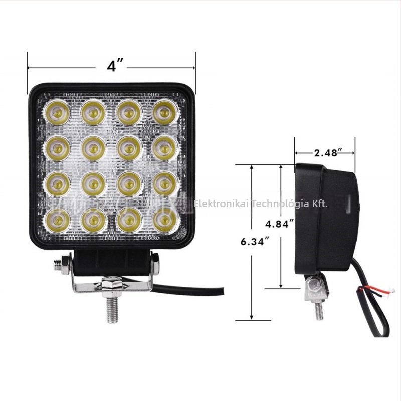 Autó LED munkalámpa, tető spot fény, 16 LED, 48W, 12-80V