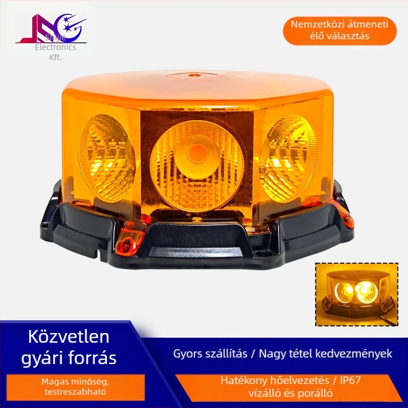 LED figyelmeztető lámpa iskolabuszhoz erős mágnessel, COB 10W, 18-80V, Modell JSG-03-COB, Univerzális kompatibilitás