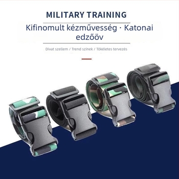 Katonai edzőöv – nylon öv műanyag csattal, zárócsattal záródó, szélesség 2–4 cm, egyedi stílus
