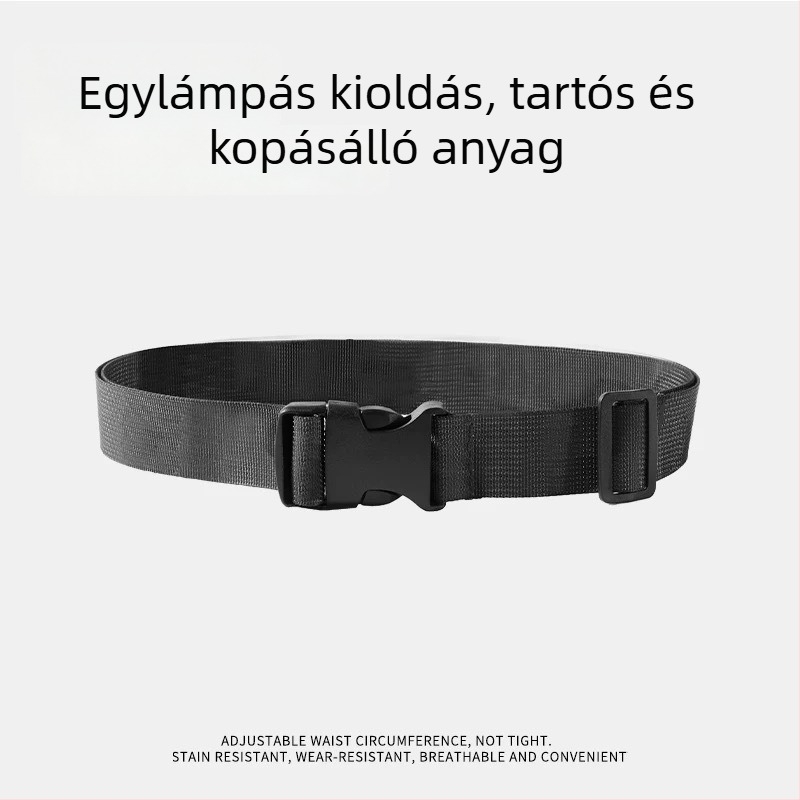Katonai edzőöv – nylon öv műanyag csattal, zárócsattal záródó, szélesség 2–4 cm, egyedi stílus