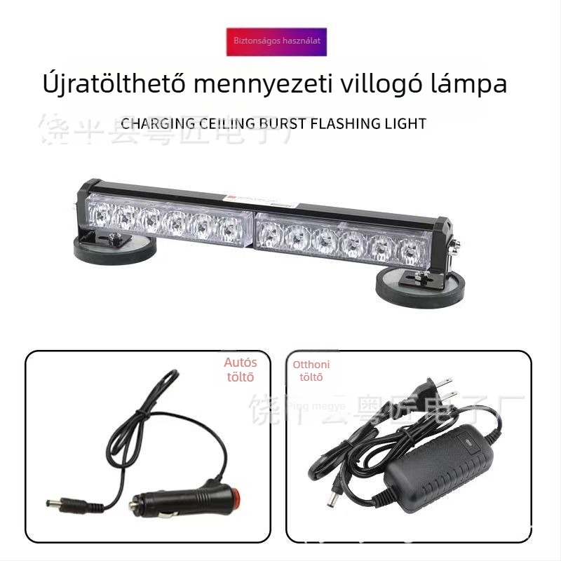 Újratölthető autós figyelmeztető fény mágneses tetőre szerelhető – 72 LED stroboszkóp fény